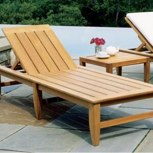 AD-195 Wooden Pool Sun Lounger With Side Table